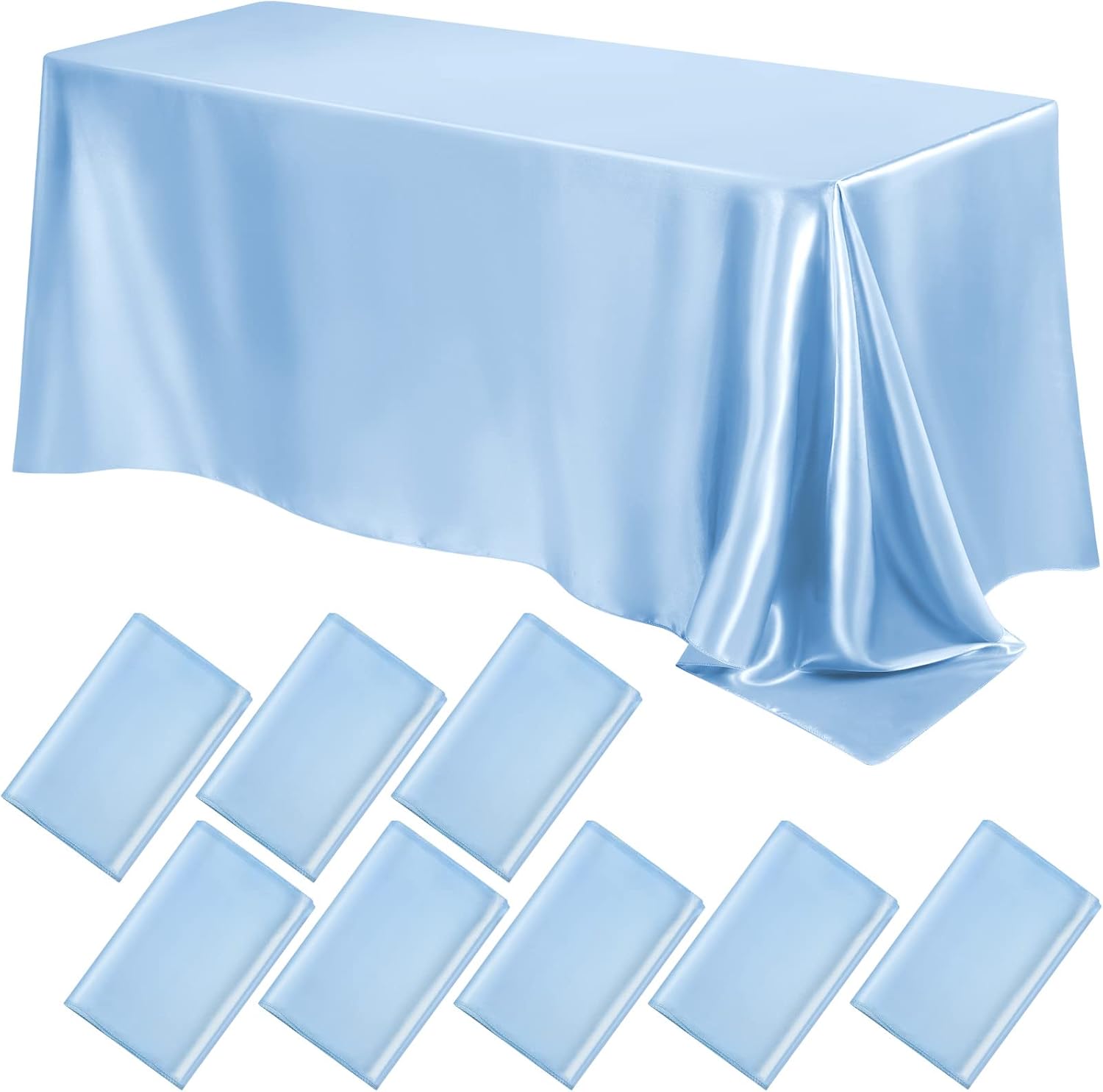 90" LT BLUE - Satin Tablecloth for Wedding Dinning Event Parties Banquet Holiday Decoration Square Rectangle Table Cover