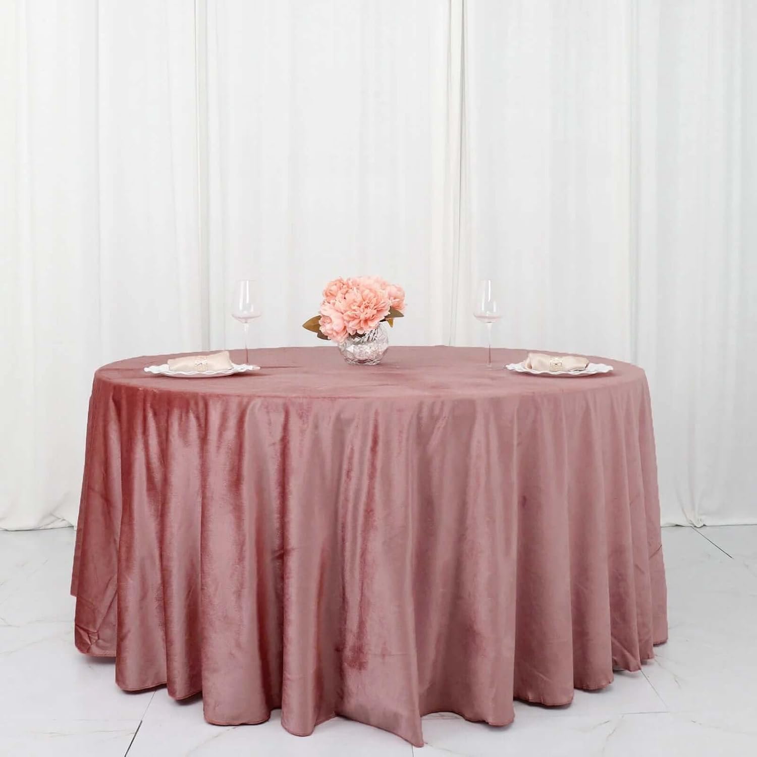 Royal Velvet Tablecloth - DUSTY ROSE -  Luxurious Round Table Cover  for Weddings, Parties, Baby Showers and Events. Choose Size Below