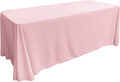 90" - LT PINK - Rectangular Polyester Poplin Washable Tablecloth, Stain and Wrinkle Resistant Table Cover Fabric Table Cloth for Dinning, Kitchen, Party
