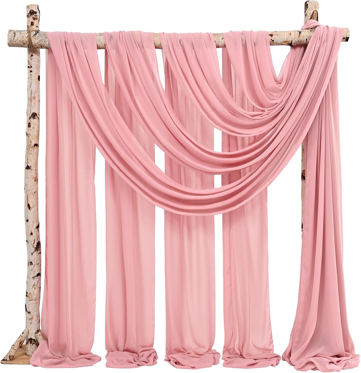 Backdrop Chiffon Curtains 20' x 20' Ft - DUSTY ROSE - 4 Panels Chiffon Backdrop Curtain Sheer Curtains Wedding Arch Draping Fabric for Parties