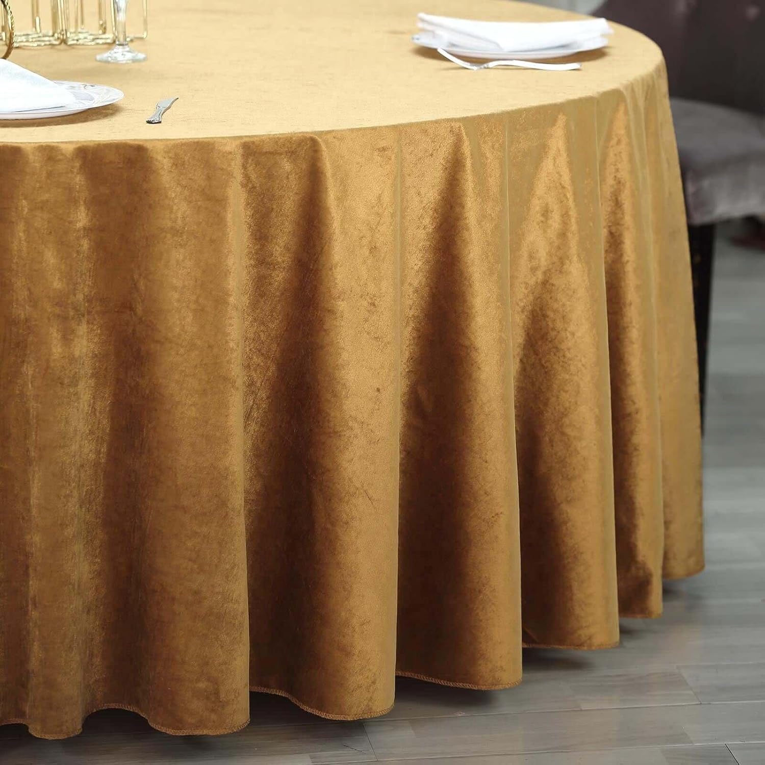 Royal Velvet Tablecloth - GOLD -  Luxurious Round Table Cover  for Weddings, Parties, Baby Showers and Events. Choose Size Below
