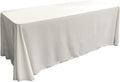 90" - WHITE - Rectangular Polyester Poplin Washable Tablecloth, Stain and Wrinkle Resistant Table Cover Fabric Table Cloth for Dinning, Kitchen, Party