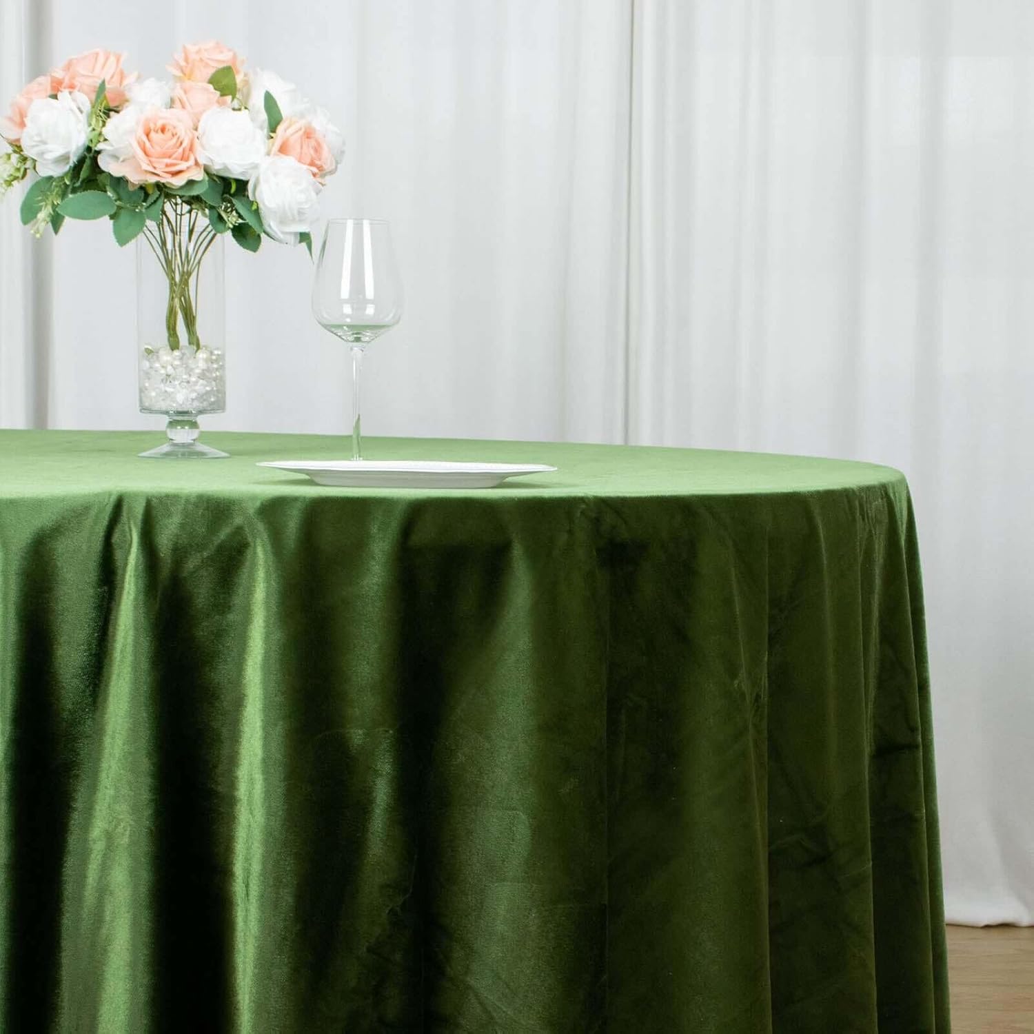 Royal Velvet Tablecloth - DK OLIVE -  Luxurious Round Table Cover  for Weddings, Parties, Baby Showers and Events. Choose Size Below