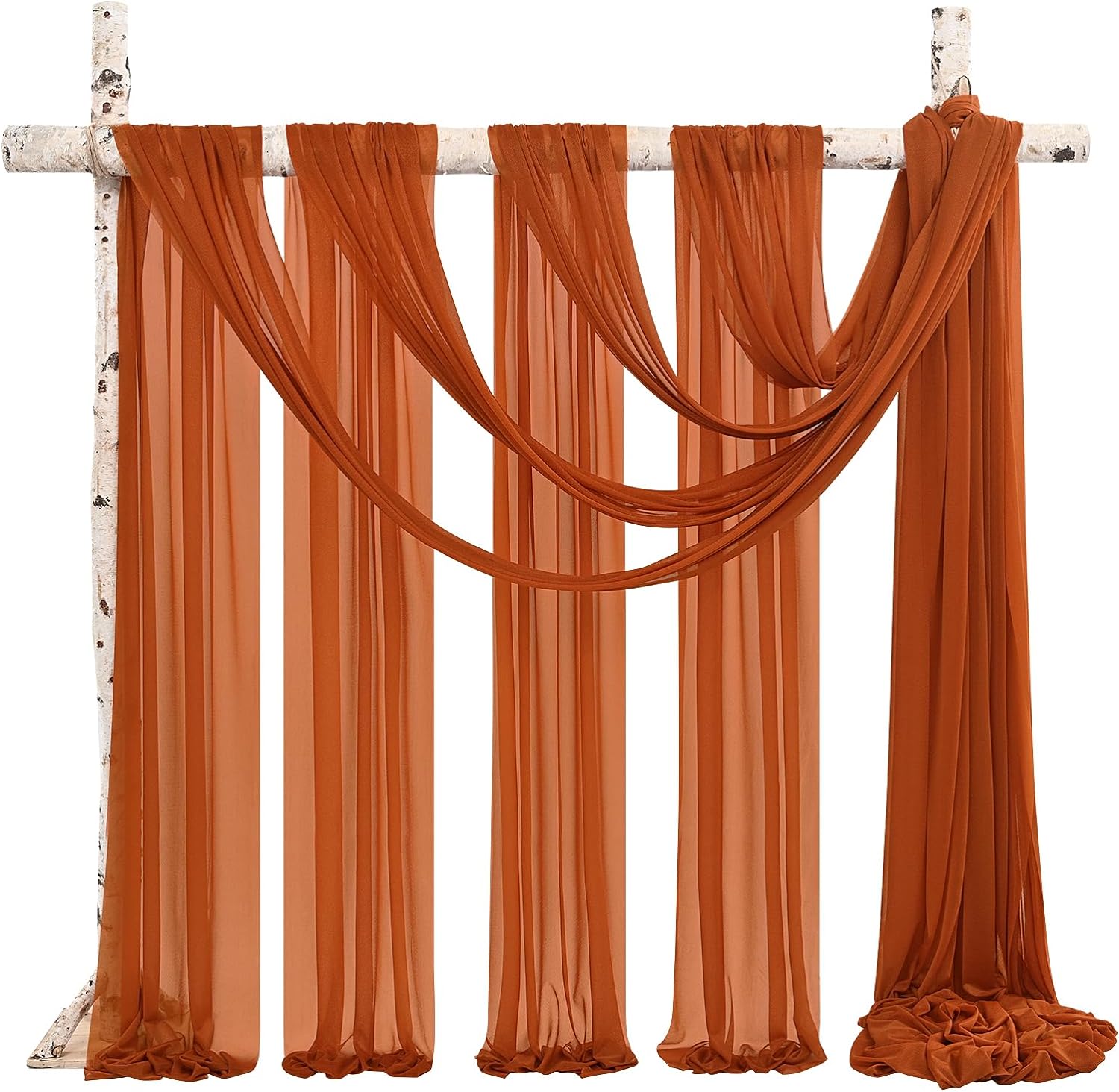 Backdrop Chiffon Curtains 20' x 20' Ft - TERRACOTA - 4 Panels Chiffon Backdrop Curtain Sheer Curtains Wedding Arch Draping Fabric for Parties