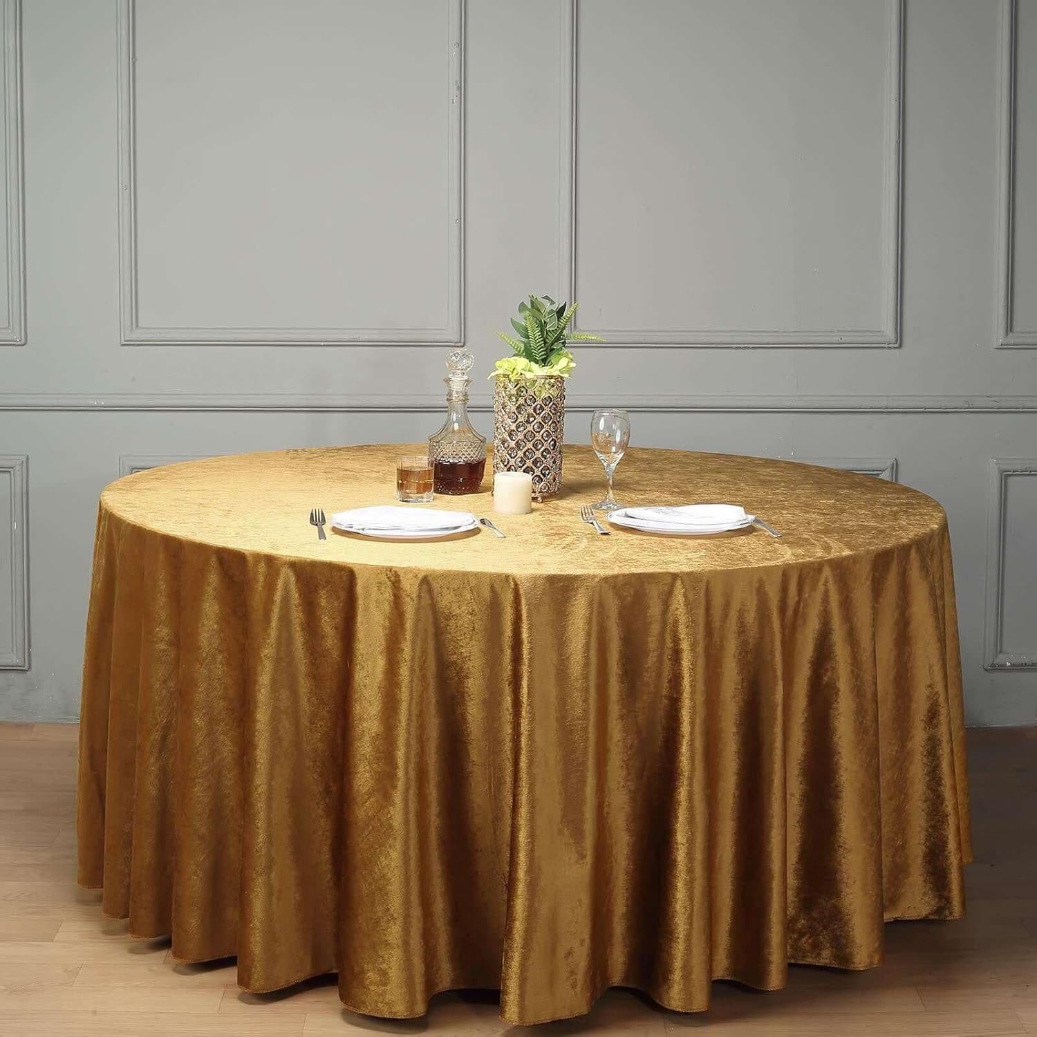 Royal Velvet Tablecloth - GOLD -  Luxurious Round Table Cover  for Weddings, Parties, Baby Showers and Events. Choose Size Below
