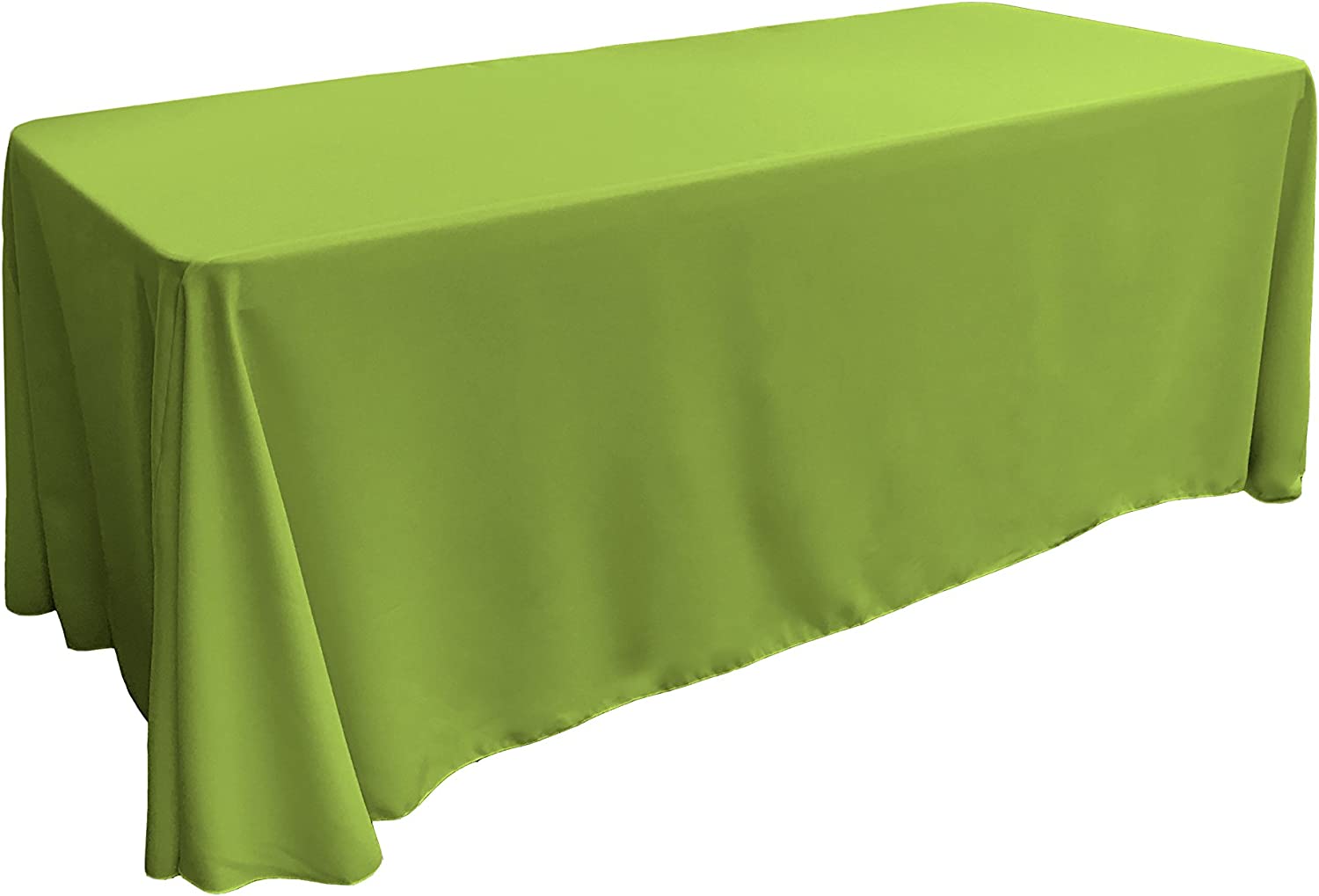 90" - LIME - Rectangular Polyester Poplin Washable Tablecloth, Stain and Wrinkle Resistant Table Cover Fabric Table Cloth for Dinning, Kitchen, Party
