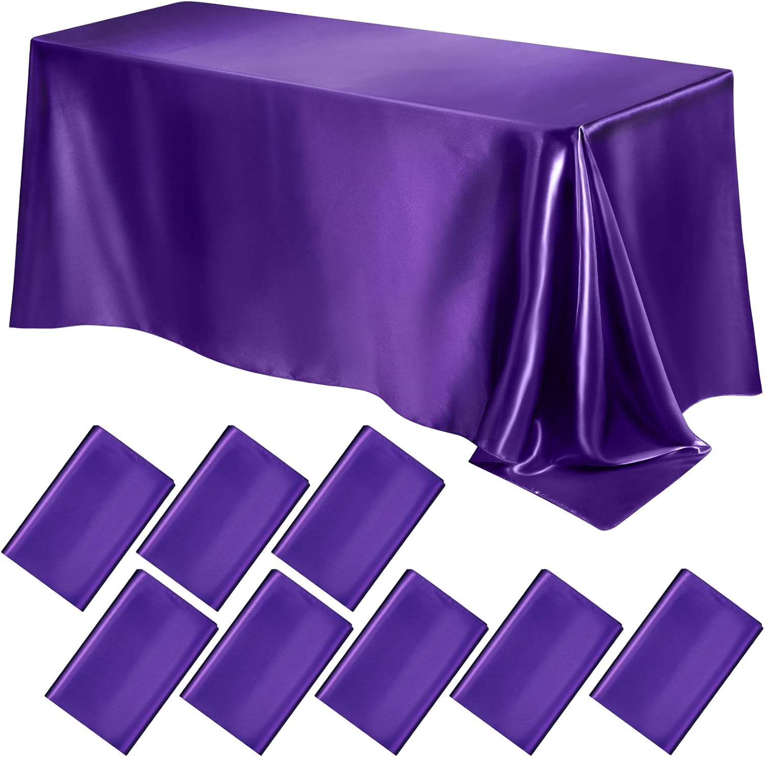 90" PURPLE - Satin Tablecloth for Wedding Dinning Event Parties Banquet Holiday Decoration Square Rectangle Table Cover