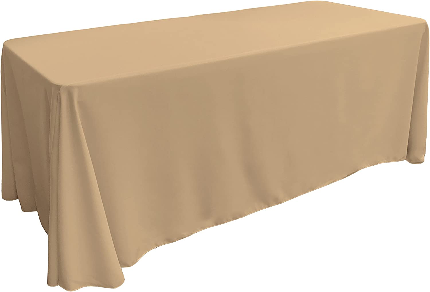 90" - KHAKI - Rectangular Polyester Poplin Washable Tablecloth, Stain and Wrinkle Resistant Table Cover Fabric Table Cloth for Dinning, Kitchen, Party