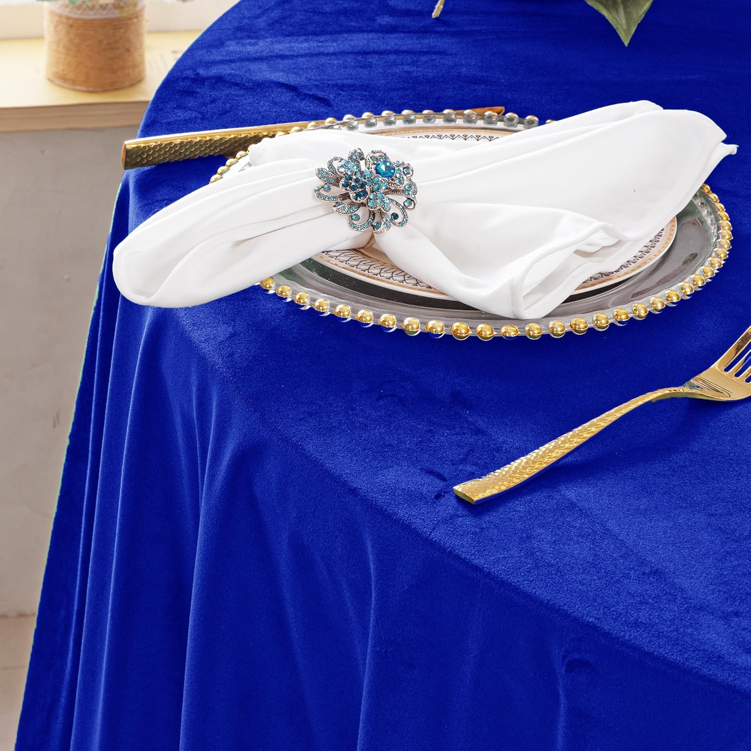 Royal Velvet Tablecloth - ROYAL BLUE -  Luxurious Round Table Cover  for Weddings, Parties, Baby Showers and Events. Choose Size Below