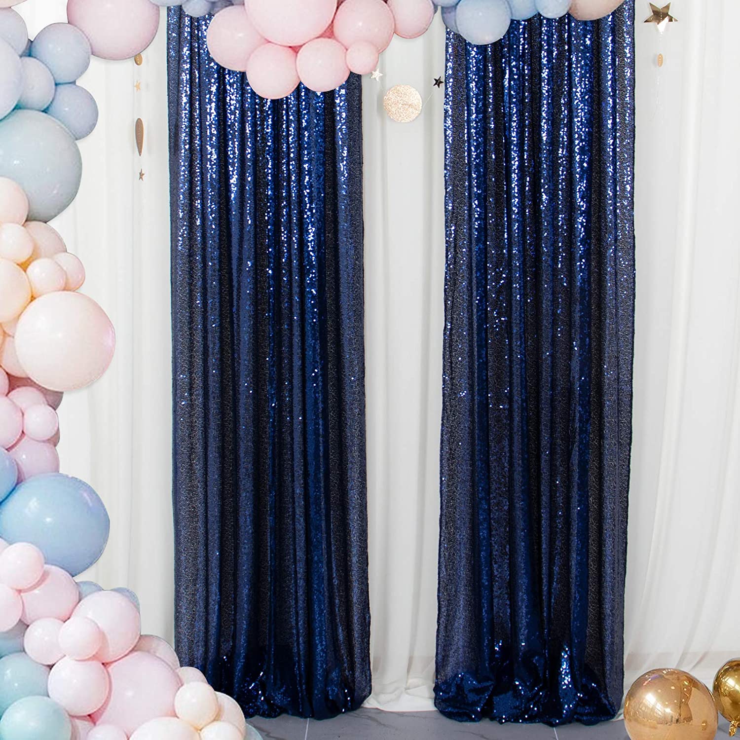 NAVY - Sequin Curtains 2 Panels - Baby Shower Backdrop Glitter Backdrop Sequin Backdrop for Wedding