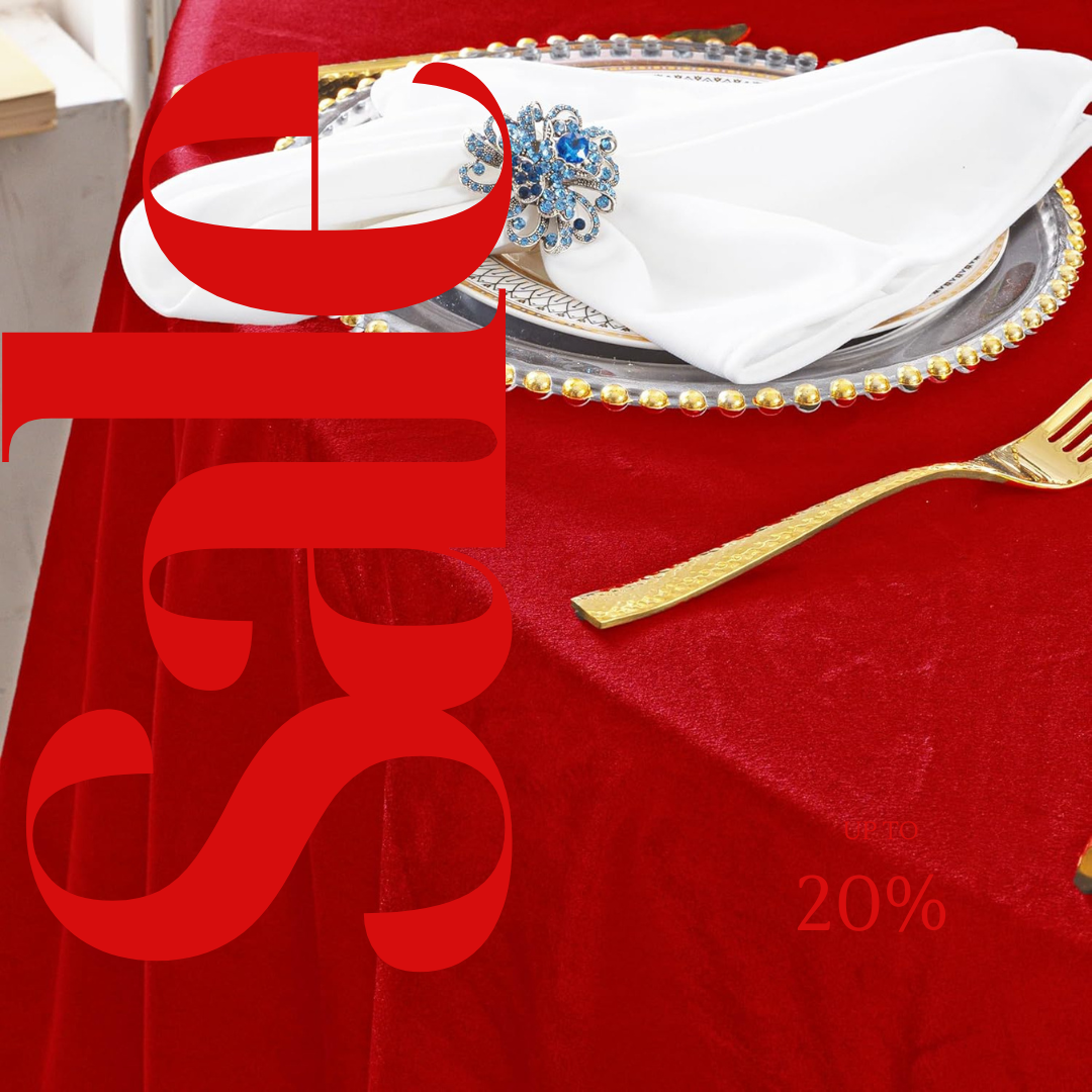 Royal Velvet Tablecloth - RED -  Luxurious Round Table Cover  for Weddings, Parties, Baby Showers and Events. Choose Size Below