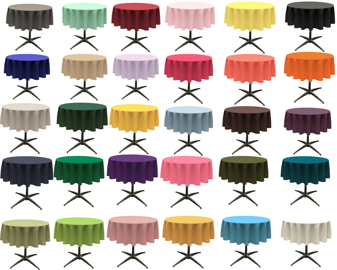 58" - Round Polyester Poplin Washable Tablecloth, Stain and Wrinkle Resistant Table Cover, Fabric Table Cloth for Dinning, Kitchen, Party