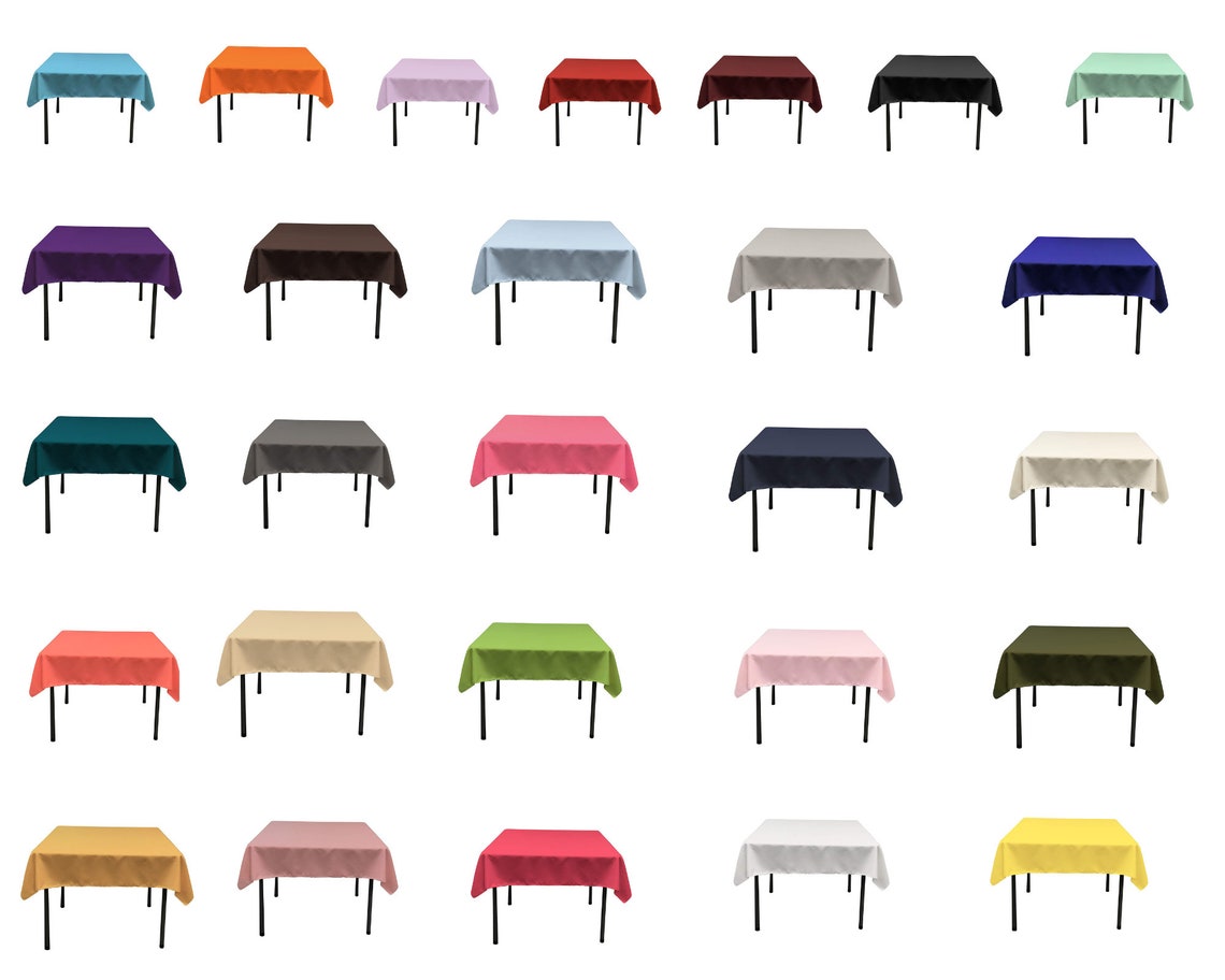 48" x 48" - Square Polyester Poplin Washable Tablecloth, Stain and Wrinkle Resistant Table Cover Fabric Table Cloth for Dinning, Kitchen, Party, Holiday