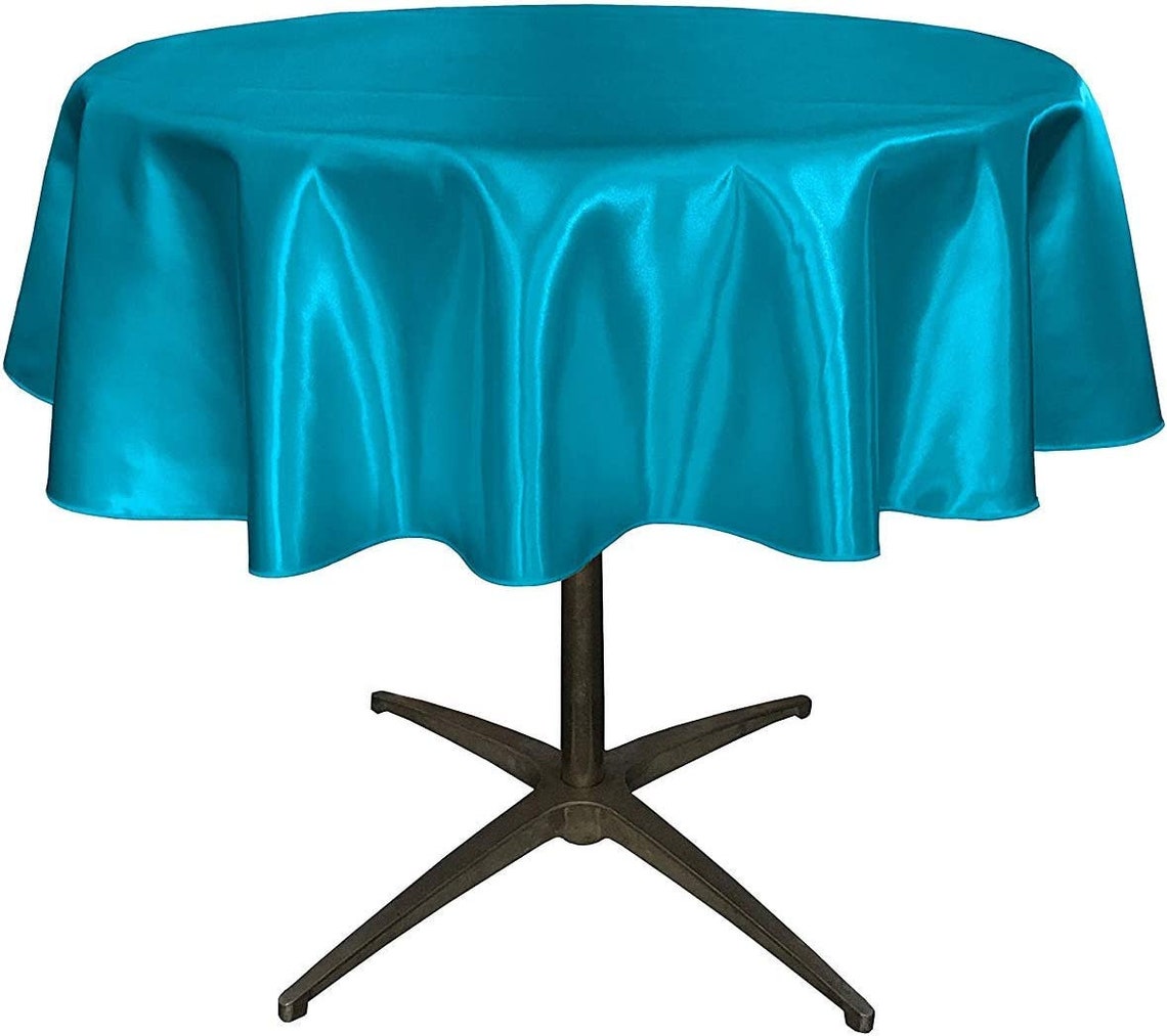 54" - Round Bridal Satin Table Overlay, for Small Coffee Table Stain and Wrinkle Resistant Table Cover,Fabric Table Cloth for Dinning, Party