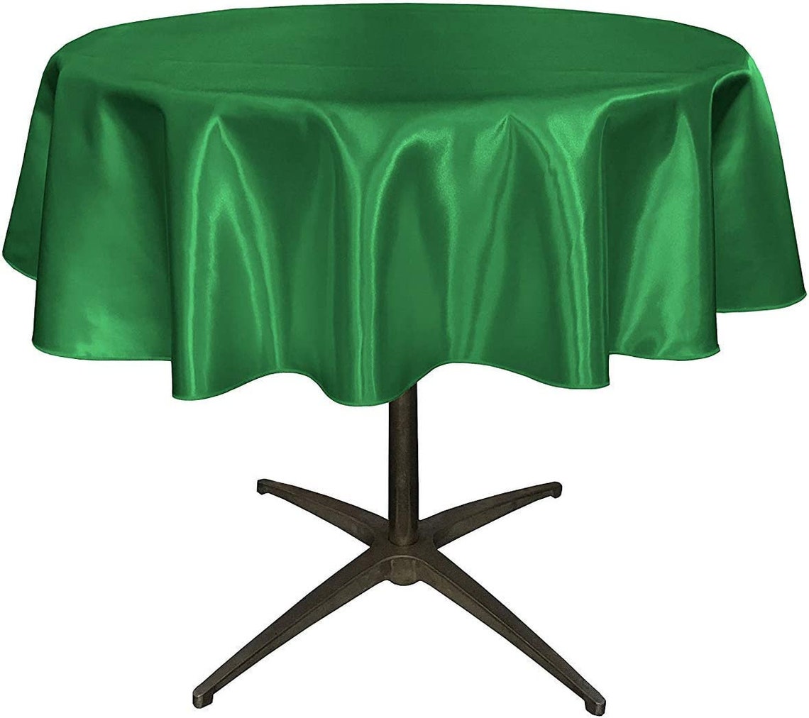 51" - Round Bridal Satin Table Overlay, for Small Coffee Table Stain and Wrinkle Resistant Table Cover,Fabric Table Cloth for Dinning, Party