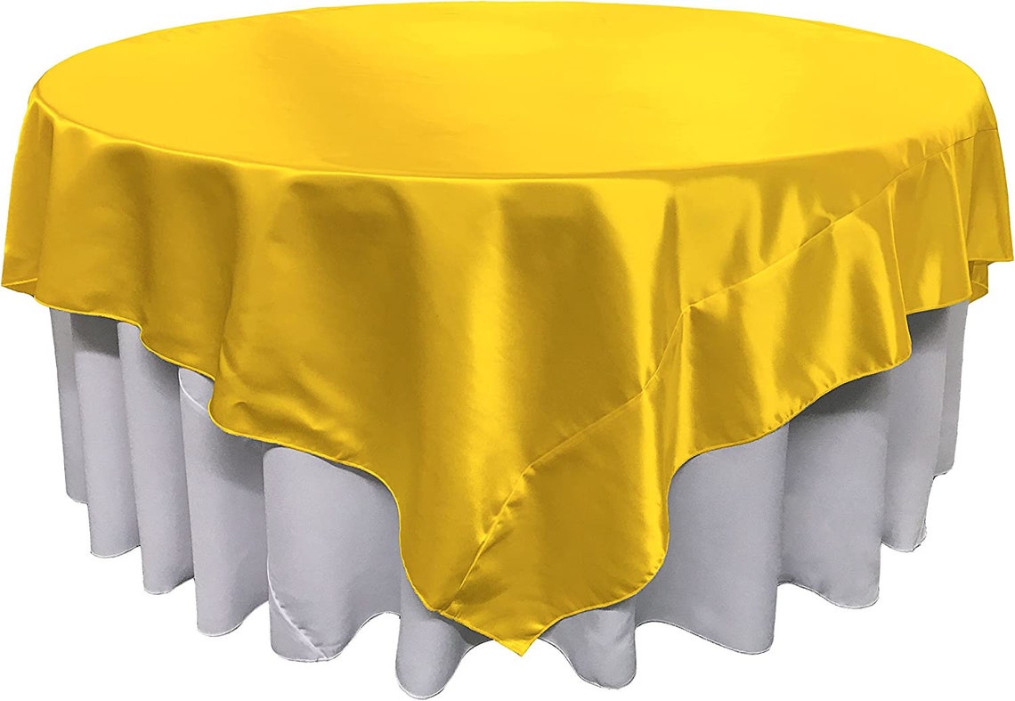 72" X 72" -Overlay Bridal Satin Fabric Washable Square Tablecloth, Stain and Wrinkle Resistant Table Cover Dinning, Kitchen, Party, Holiday