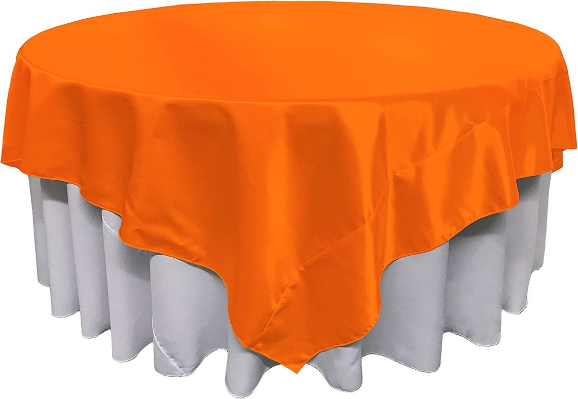 90" X 90" -Overlay Bridal Satin Fabric Washable Square Tablecloth, Stain and Wrinkle Resistant Table Cover Dinning, Kitchen, Party, Holiday