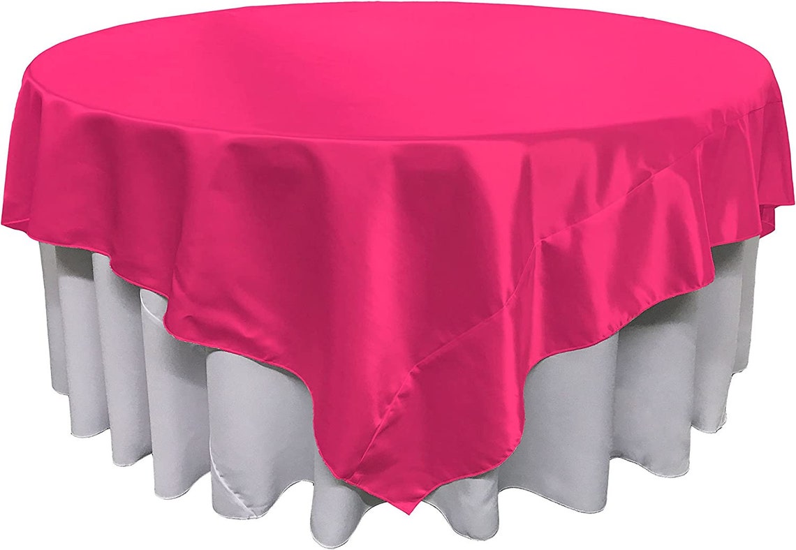 72" X 72" -Overlay Bridal Satin Fabric Washable Square Tablecloth, Stain and Wrinkle Resistant Table Cover Dinning, Kitchen, Party, Holiday