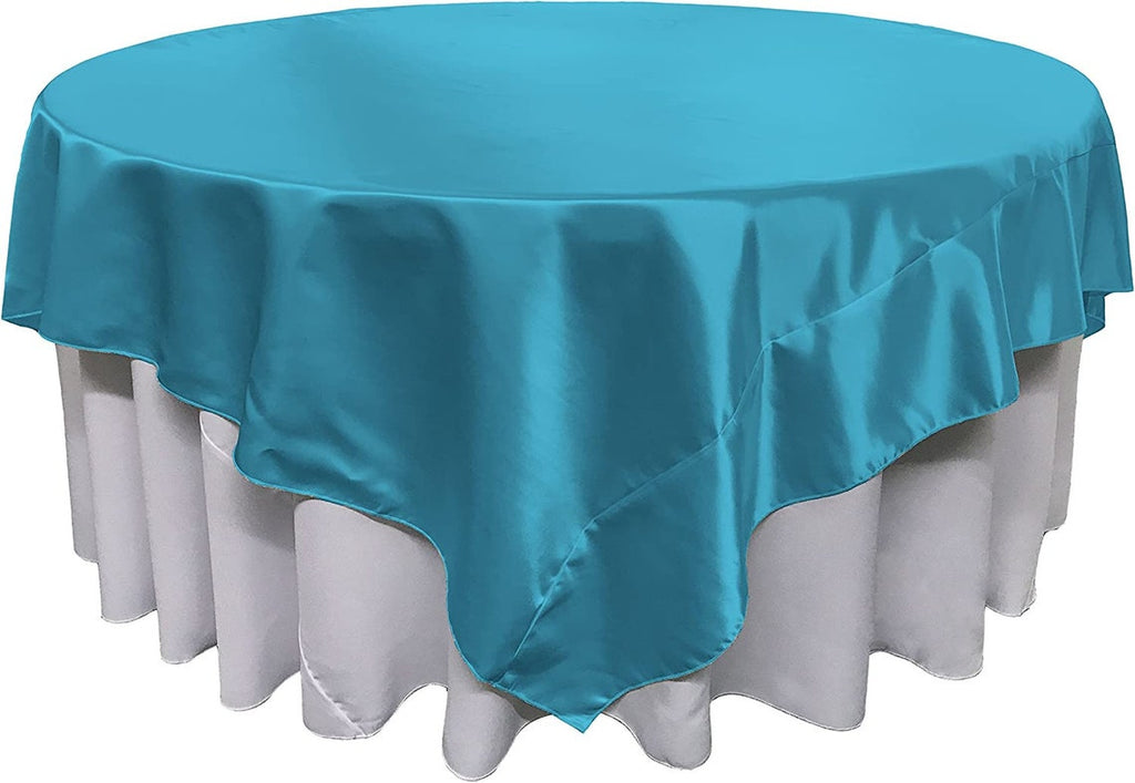 60" X 60" -Overlay Bridal Satin Fabric Washable Square Tablecloth, Stain and Wrinkle Resistant Table Cover Dinning, Kitchen, Party, Holiday