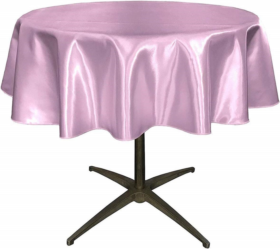 54" - Round Bridal Satin Table Overlay, for Small Coffee Table Stain and Wrinkle Resistant Table Cover,Fabric Table Cloth for Dinning, Party