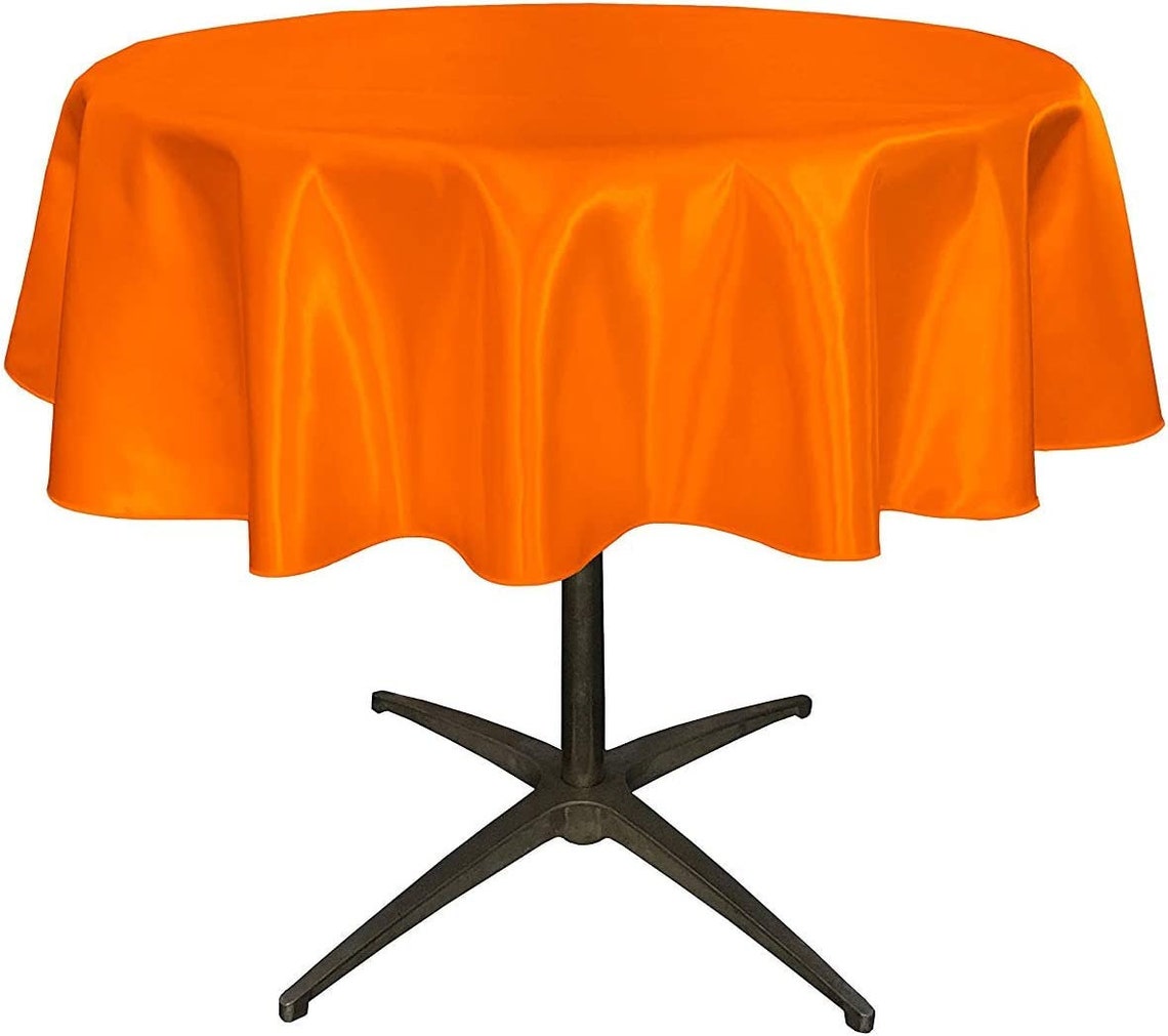 54" - Round Bridal Satin Table Overlay, for Small Coffee Table Stain and Wrinkle Resistant Table Cover,Fabric Table Cloth for Dinning, Party