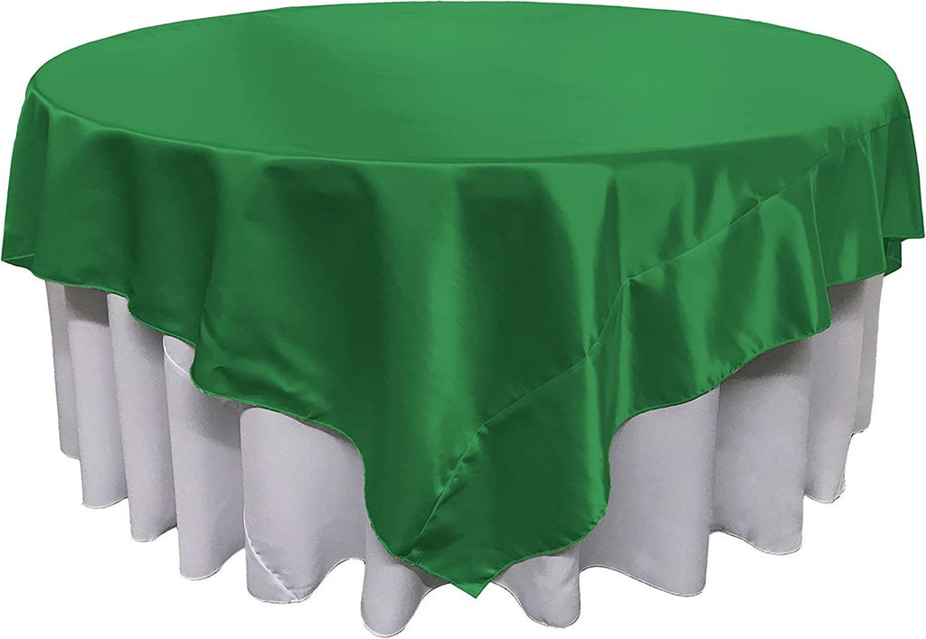 72" X 72" -Overlay Bridal Satin Fabric Washable Square Tablecloth, Stain and Wrinkle Resistant Table Cover Dinning, Kitchen, Party, Holiday