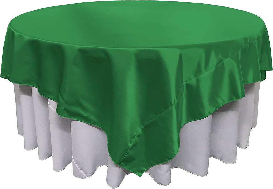60" X 60" -Overlay Bridal Satin Fabric Washable Square Tablecloth, Stain and Wrinkle Resistant Table Cover Dinning, Kitchen, Party, Holiday