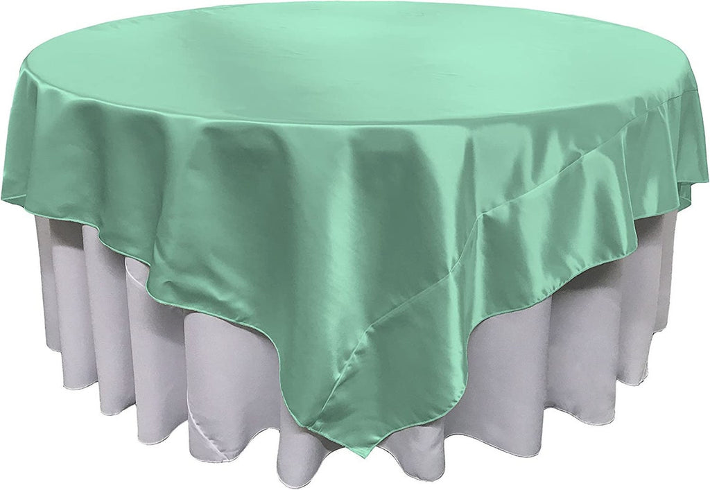 60" X 60" -Overlay Bridal Satin Fabric Washable Square Tablecloth, Stain and Wrinkle Resistant Table Cover Dinning, Kitchen, Party, Holiday