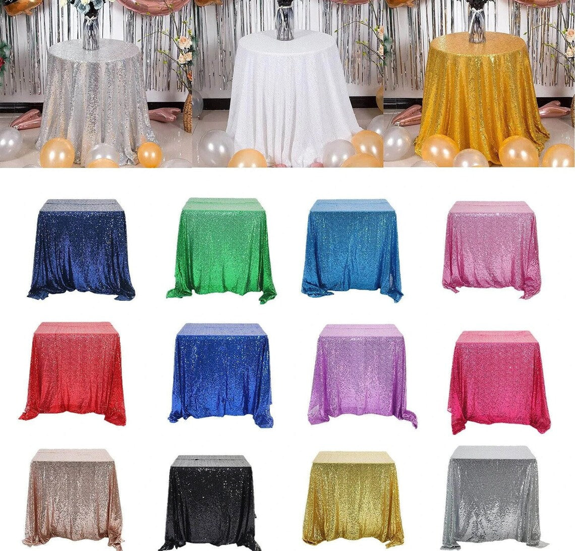 30" x 30" - SQUARE TABLECLOTHS - Glitter Sparkly Iridescent Shimmer for Table Covers Decorations for Birthday Party Supplies Event Wedding Table