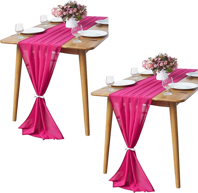 Chiffon Table Runner 2 Pack Elegant Sheer Table Runner 29"X10ft Long Rustic Table Runners for Wedding Bridal Shower Table
