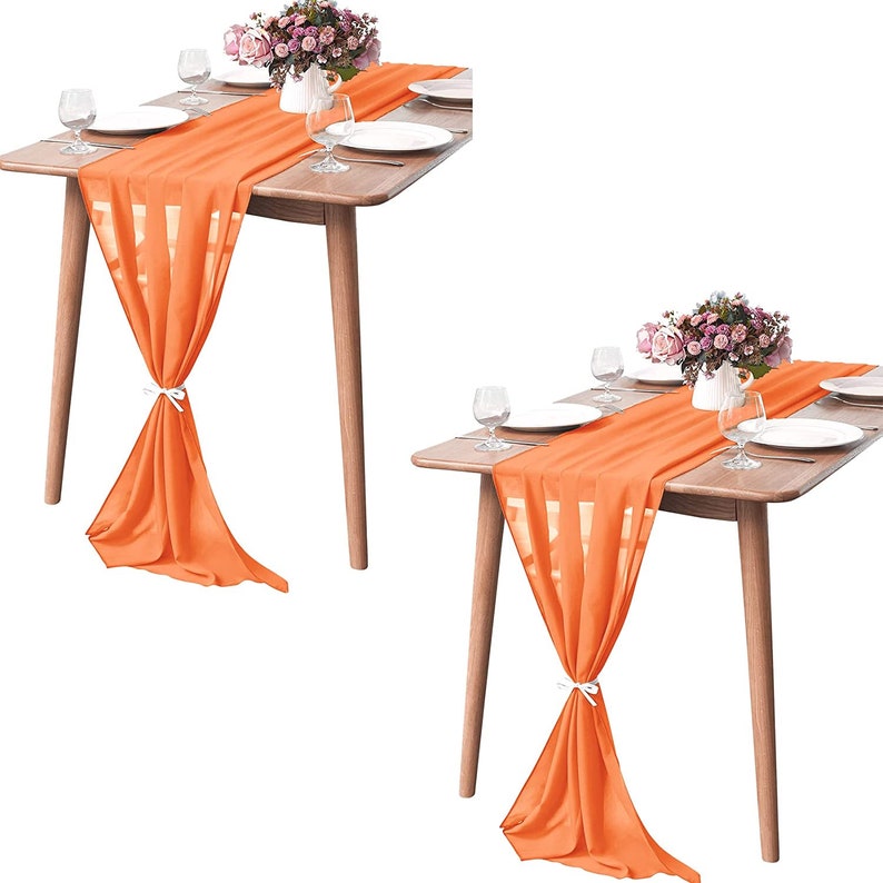 Chiffon Table Runner 2 Pack Elegant Sheer Table Runner 29"X10ft Long Rustic Table Runners for Wedding Bridal Shower Table