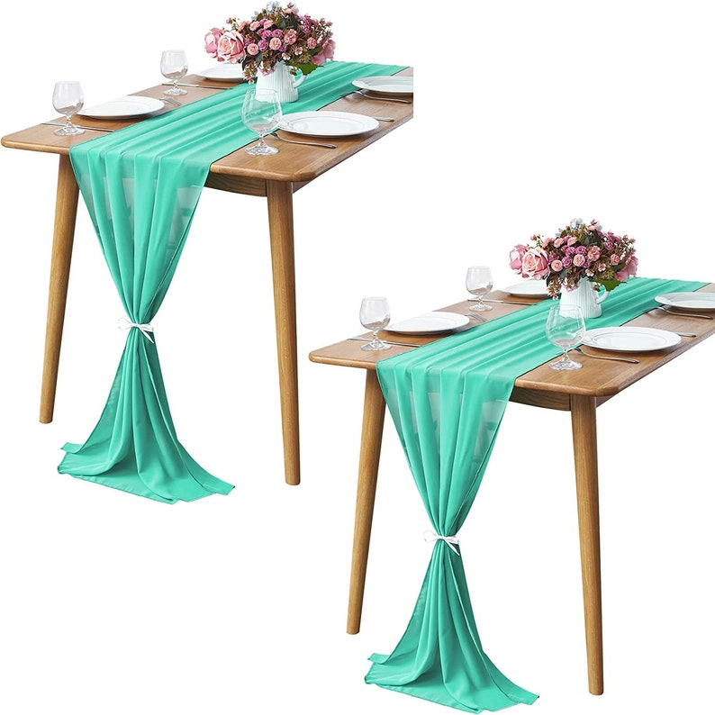 Chiffon Table Runner 2 Pack Elegant Sheer Table Runner 29"X10ft Long Rustic Table Runners for Wedding Bridal Shower Table