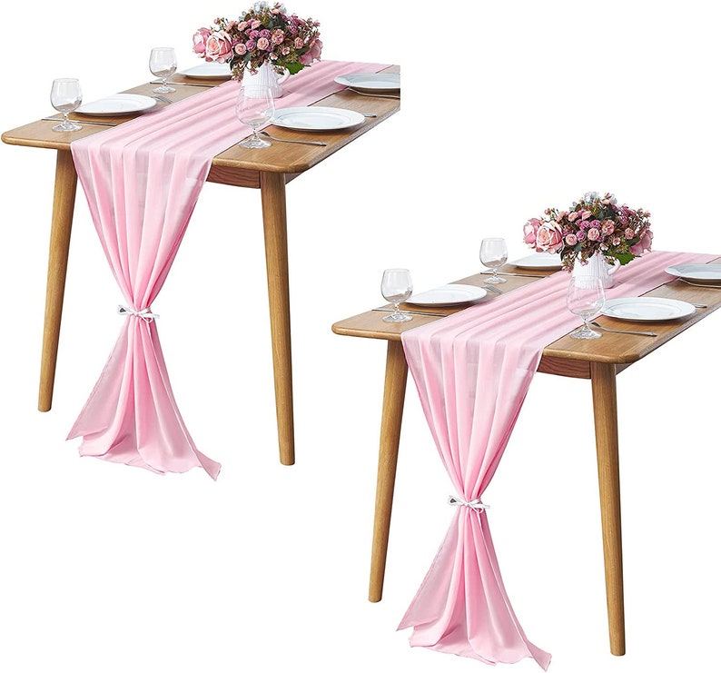 Chiffon Table Runner 2 Pack Elegant Sheer Table Runner 29"X10ft Long Rustic Table Runners for Wedding Bridal Shower Table