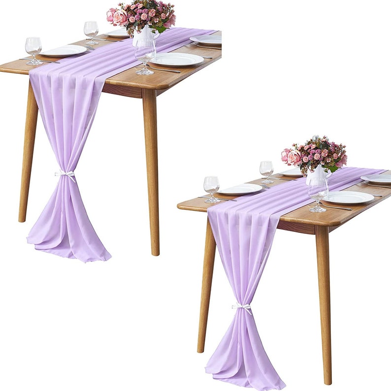 Chiffon Table Runner 2 Pack Elegant Sheer Table Runner 58"X10ft Long Rustic Table Runners for Wedding Bridal Shower Table