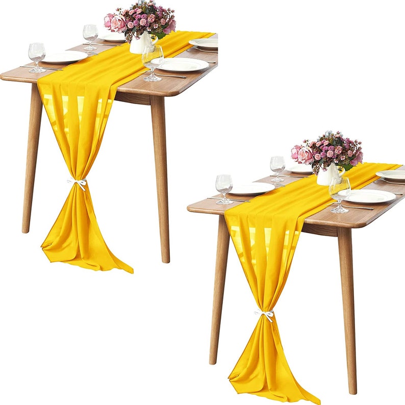 Chiffon Table Runner 2 Pack Elegant Sheer Table Runner 29"X10ft Long Rustic Table Runners for Wedding Bridal Shower Table