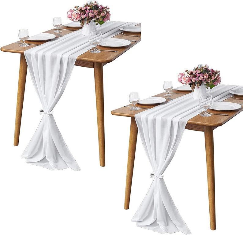 Chiffon Table Runner 2 Pack Elegant Sheer Table Runner 29"X10ft Long Rustic Table Runners for Wedding Bridal Shower Table