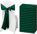 50 PCS Hunter Satin Chair Sashes Bows Universal Chair Cover for Wedding Reception Restaurant Event Decoration Banquet,Party (7 x 108 inch)