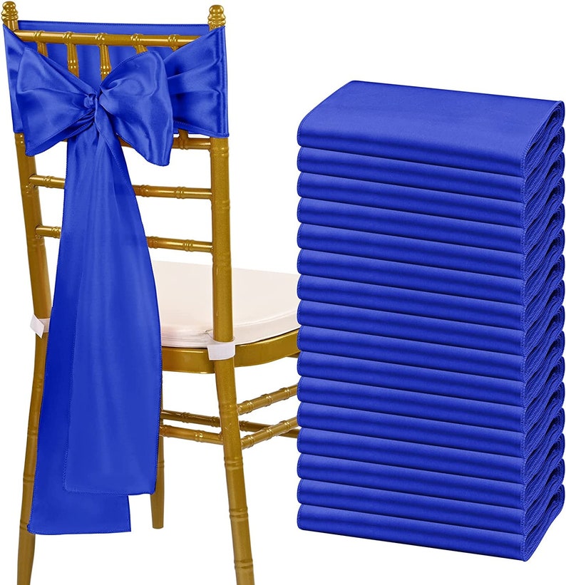 50 PCS Royal Satin Chair Sashes Bows Universal Chair Cover for Wedding Reception Restaurant Event Decoration Banquet,Party (7 x 108 inch)