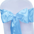 50 PCS Lt Blue Satin Chair Sashes Bows Universal Chair Cover for Wedding Reception Restaurant Event Decoration Banquet,Party (7 x 108 inch)
