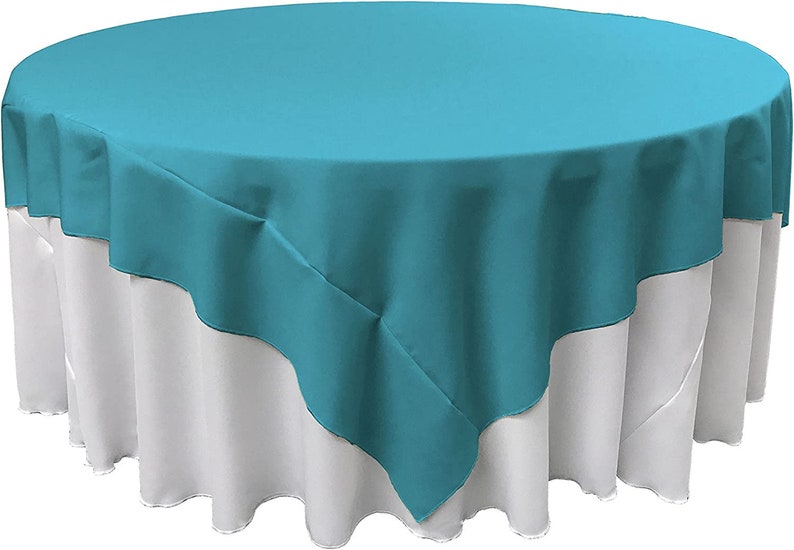 90" X 90" - Overlay Polyester Poplin Washable Square Tablecloth, Stain and Wrinkle Resistant Table Cover Dinning, Kitchen, Party, Holiday