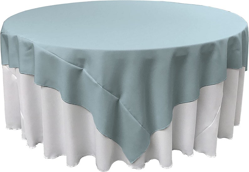 90" X 90" - Overlay Polyester Poplin Washable Square Tablecloth, Stain and Wrinkle Resistant Table Cover Dinning, Kitchen, Party, Holiday