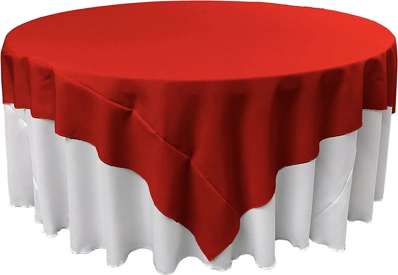 90" X 90" - Overlay Polyester Poplin Washable Square Tablecloth, Stain and Wrinkle Resistant Table Cover Dinning, Kitchen, Party, Holiday
