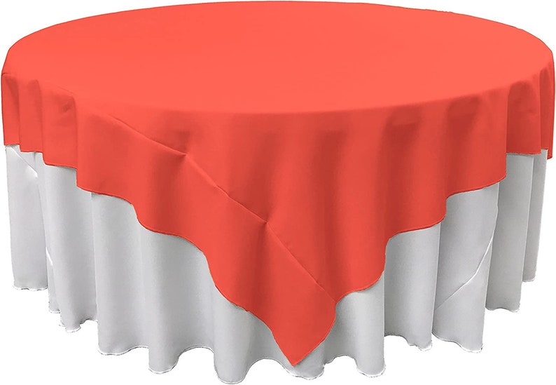 90" X 90" - Overlay Polyester Poplin Washable Square Tablecloth, Stain and Wrinkle Resistant Table Cover Dinning, Kitchen, Party, Holiday