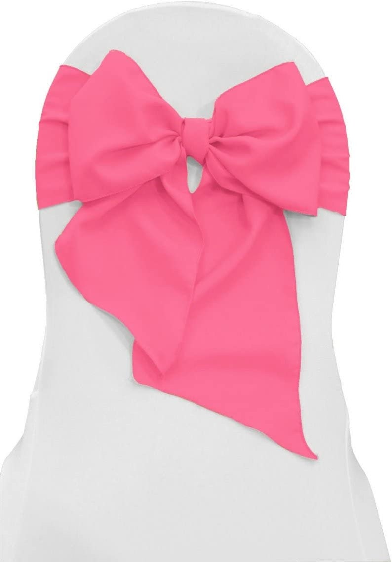50 Pack - Polyester Poplin Chair Bow Sashes 8" by 108-Inch, Wedding Decorations Crystal Chairs Bows for Party Banquet Decorative Chair Knots