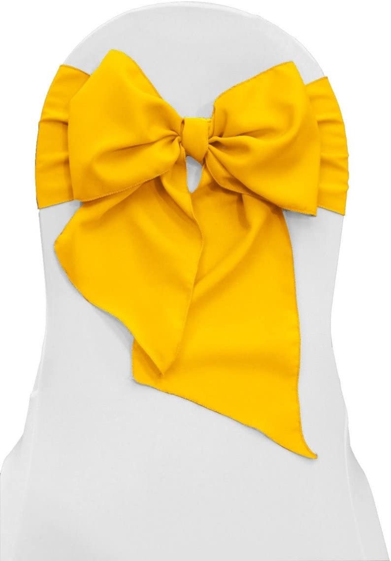 50 Pack - Polyester Poplin Chair Bow Sashes 8" by 108-Inch, Wedding Decorations Crystal Chairs Bows for Party Banquet Decorative Chair Knots