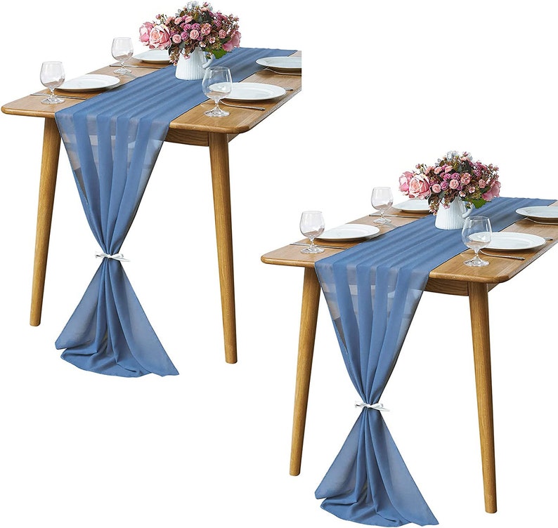 Chiffon Table Runner 2 Pack Elegant Sheer Table Runner 29"X10ft Long Rustic Table Runners for Wedding Bridal Shower Table