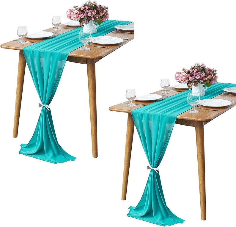 Chiffon Table Runner 2 Pack Elegant Sheer Table Runner 29"X10ft Long Rustic Table Runners for Wedding Bridal Shower Table
