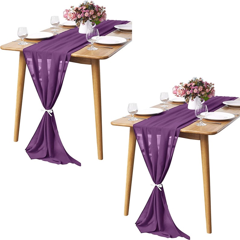 Chiffon Table Runner 2 Pack Elegant Sheer Table Runner 29"X10ft Long Rustic Table Runners for Wedding Bridal Shower Table