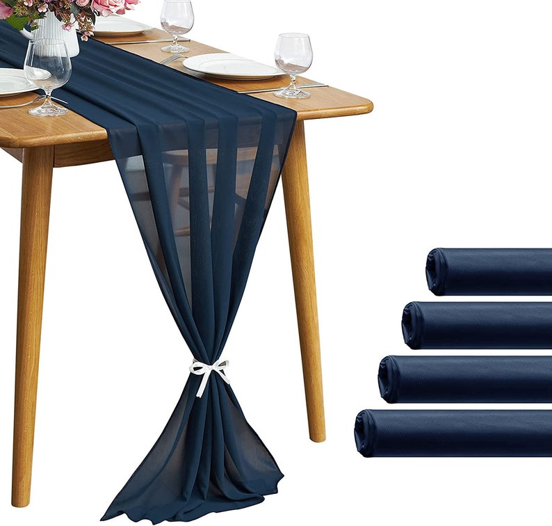 Chiffon Table Runner 2 Pack Elegant Sheer Table Runner 29"X10ft Long Rustic Table Runners for Wedding Bridal Shower Table