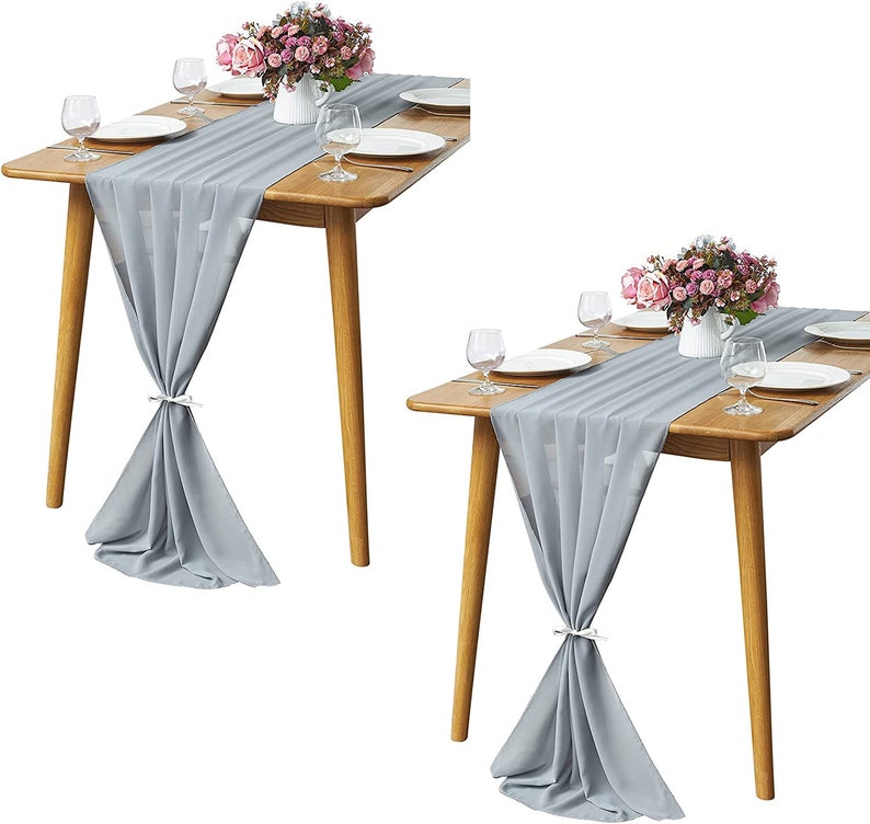 Chiffon Table Runner 2 Pack Elegant Sheer Table Runner 29"X10ft Long Rustic Table Runners for Wedding Bridal Shower Table